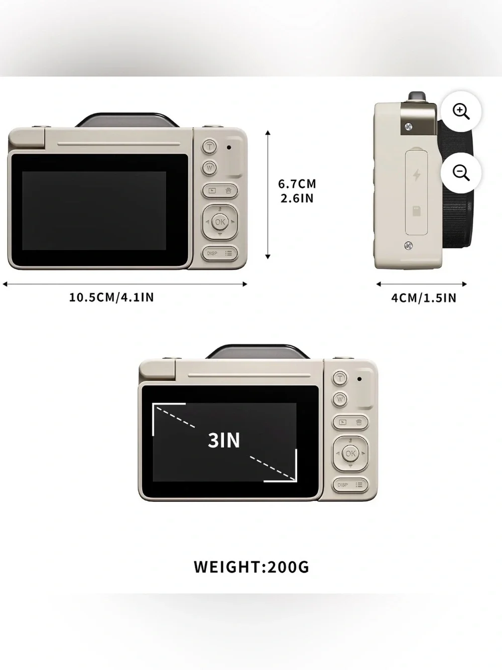4K Digital Camera with 16X Zoom Anti Shake, 3
